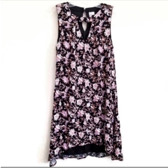 Women’s Francesca's Black Floral Sleeveless Mock Neck Boho Dress Size Medium - Picture 1 of 6
